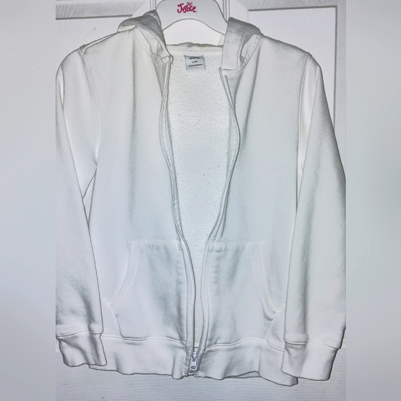 Amazon Essentials Girls All White Zip up Hooded Size 10 EUC - Picture 2 of 5